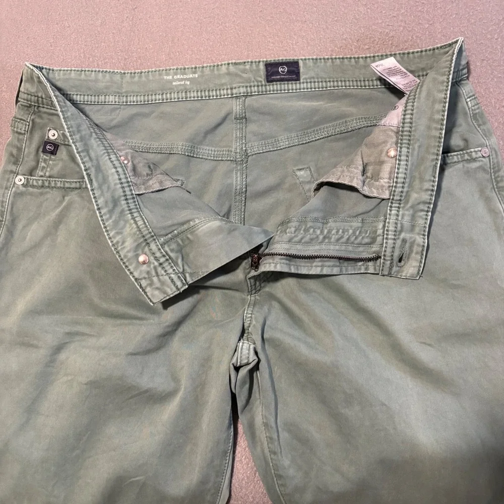 AG Adriano Goldschmied Graduate Pants Mens Fits 38x31 Green Tailored Leg Chino